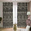Beige Aztec Pattern Print Dimout Pencil Pleat Curtains