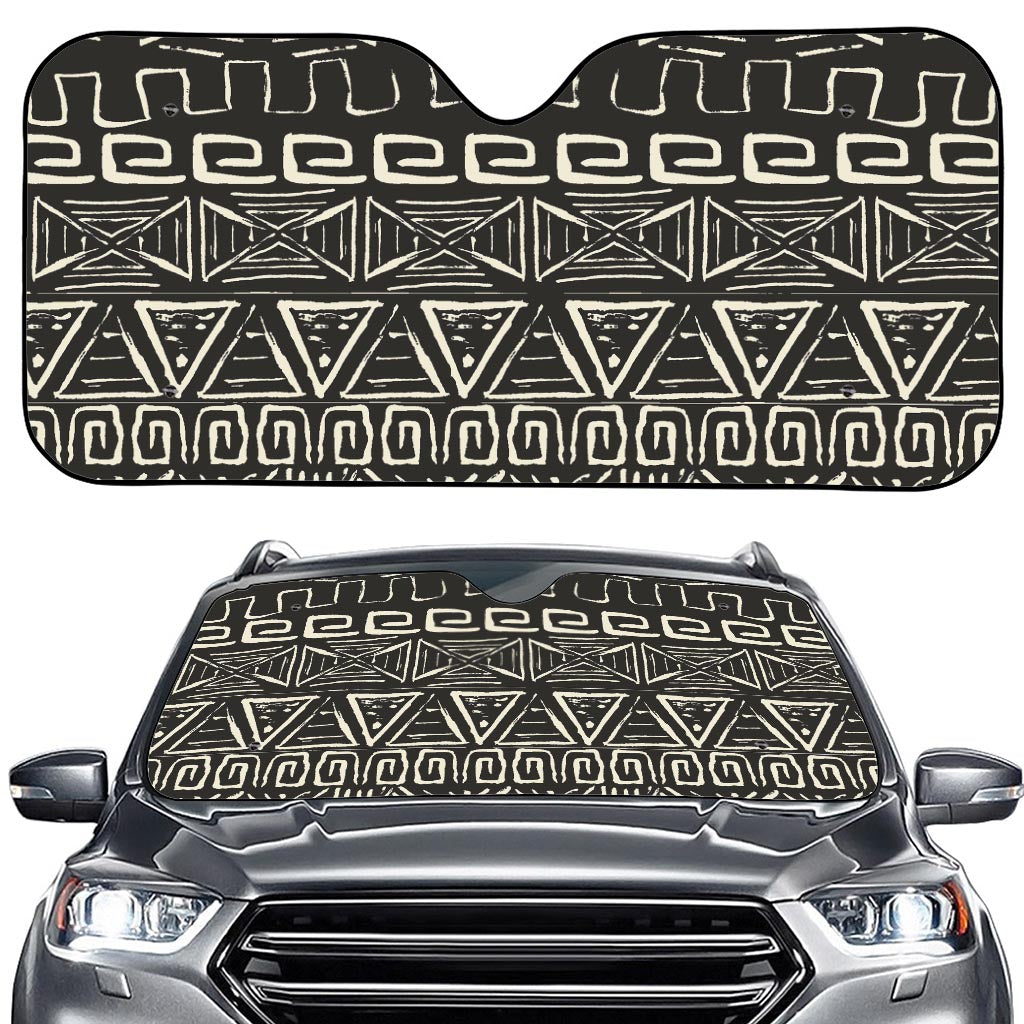 Beige Aztec Pattern Print Car Windshield Sun Shade