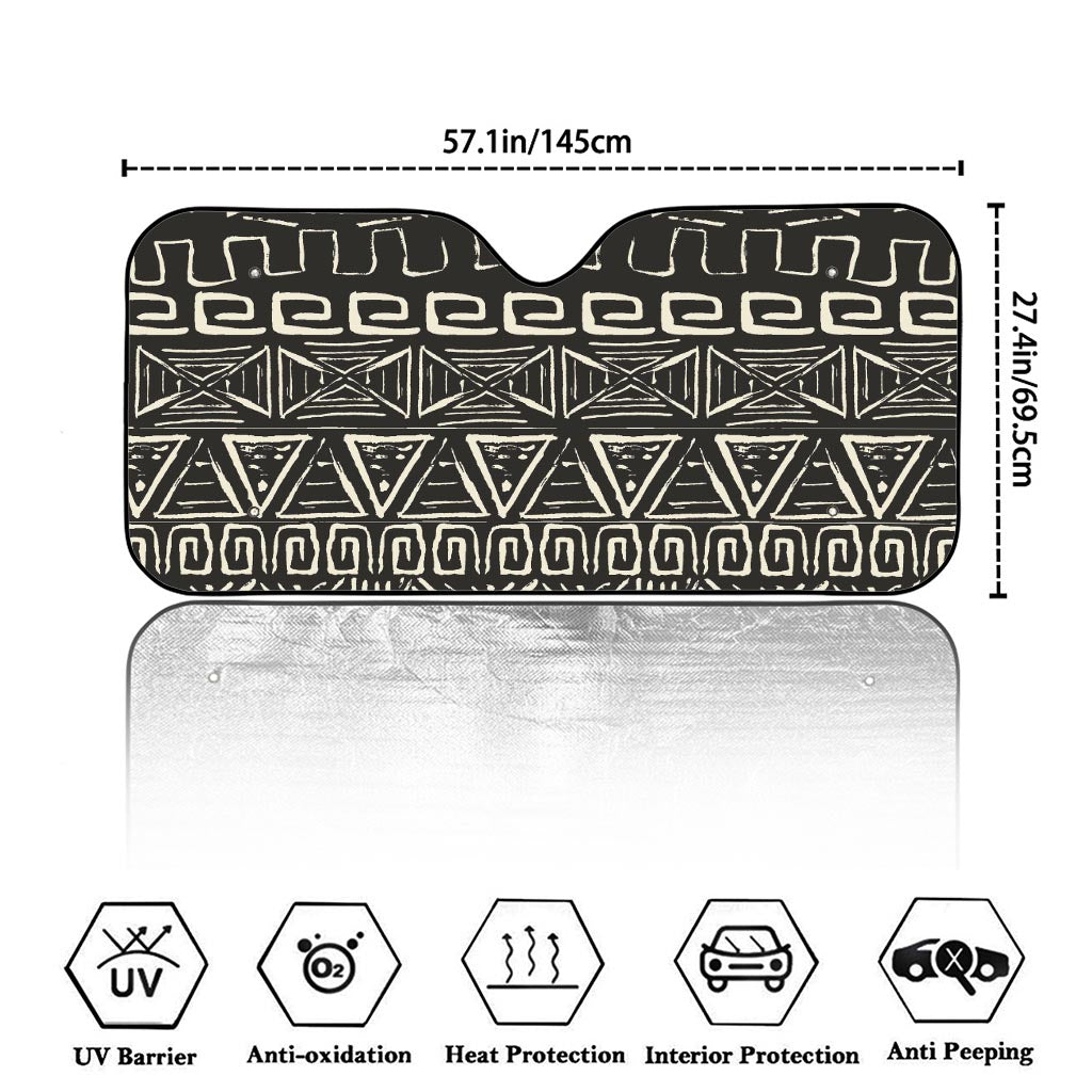 Beige Aztec Pattern Print Car Windshield Sun Shade