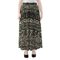 Beige Aztec Pattern Print Chiffon Maxi Skirt