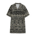 Beige Aztec Pattern Print Cotton Hawaiian Shirt