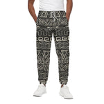 Beige Aztec Pattern Print Cotton Pants