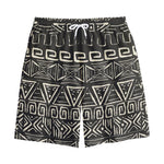 Beige Aztec Pattern Print Cotton Shorts