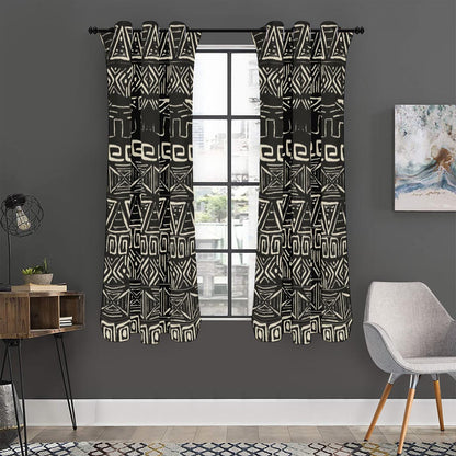 Beige Aztec Pattern Print Curtain