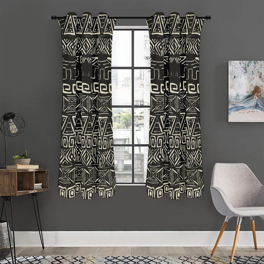 Beige Aztec Pattern Print Curtain