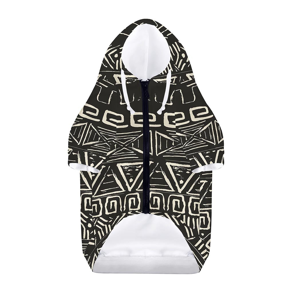 Beige Aztec Pattern Print Dog Zip Up Hoodie