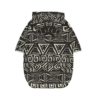 Beige Aztec Pattern Print Dog Zip Up Hoodie