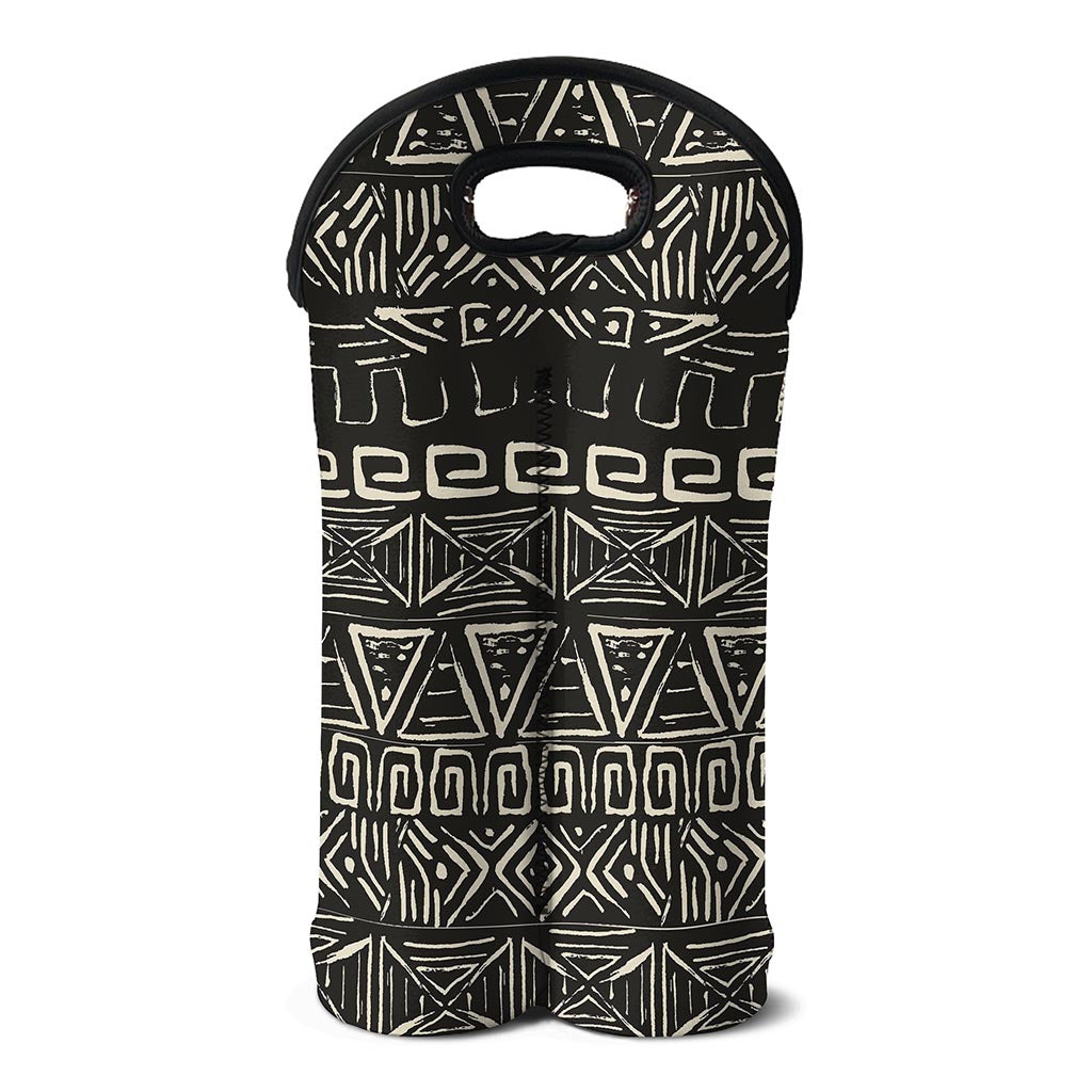 Beige Aztec Pattern Print Double Neoprene Wine Tote