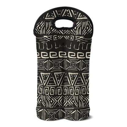 Beige Aztec Pattern Print Double Neoprene Wine Tote