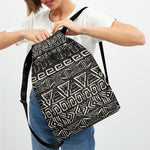 Beige Aztec Pattern Print Drawstring Backpack