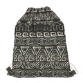 Beige Aztec Pattern Print Drawstring Bag