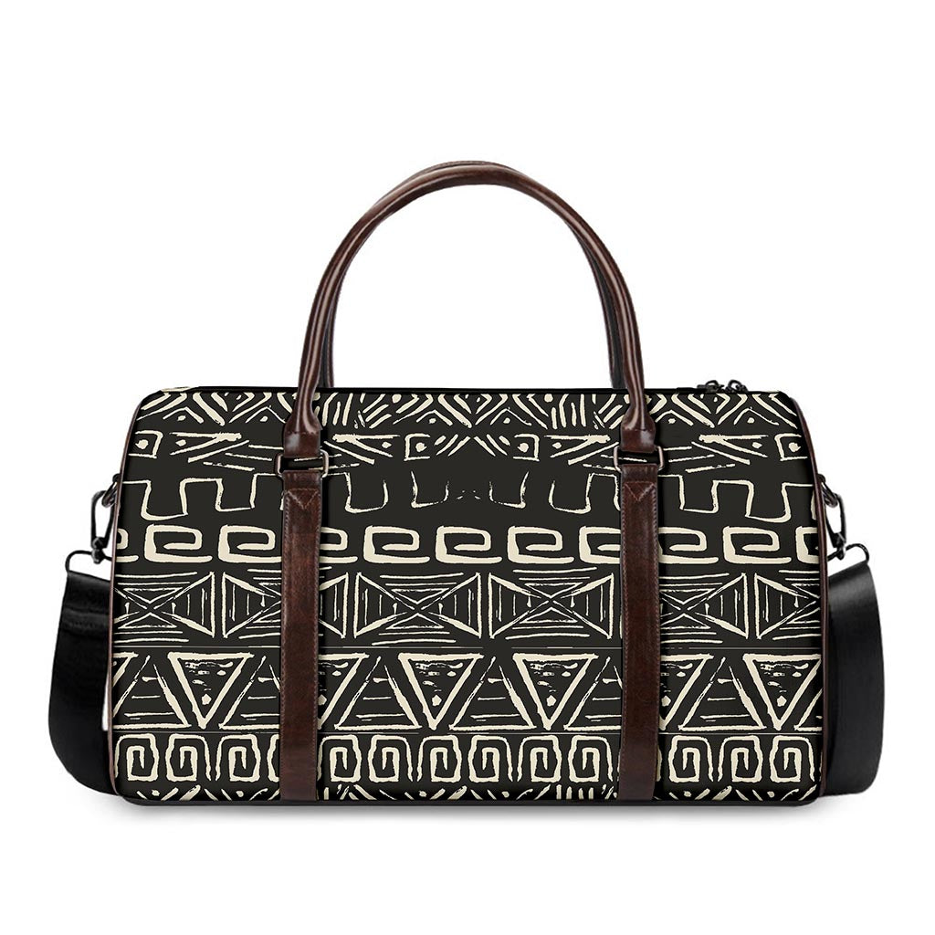 Beige Aztec Pattern Print Duffle Bag