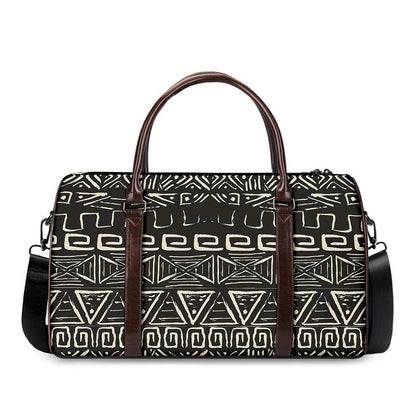 Beige Aztec Pattern Print Duffle Bag