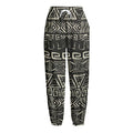 Beige Aztec Pattern Print Fleece Lined Knit Pants