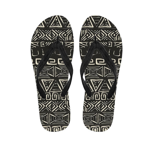 Beige Aztec Pattern Print Flip Flops
