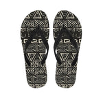 Beige Aztec Pattern Print Flip Flops