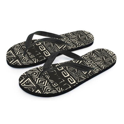 Beige Aztec Pattern Print Flip Flops