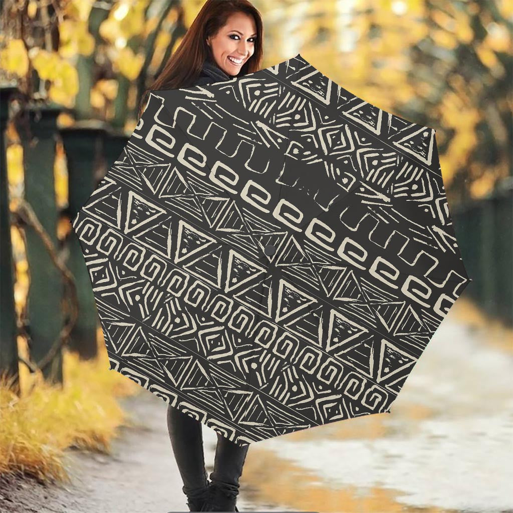 Beige Aztec Pattern Print Foldable Umbrella