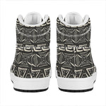 Beige Aztec Pattern Print High Top Leather Sneakers