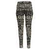 Beige Aztec Pattern Print High-Waisted Pocket Leggings