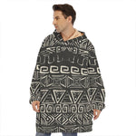 Beige Aztec Pattern Print Hoodie Blanket