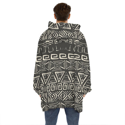 Beige Aztec Pattern Print Hoodie Blanket