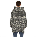 Beige Aztec Pattern Print Hoodie Blanket