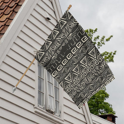 Beige Aztec Pattern Print House Flag