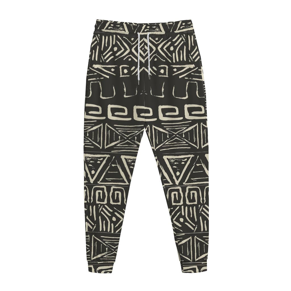 Beige Aztec Pattern Print Jogger Pants