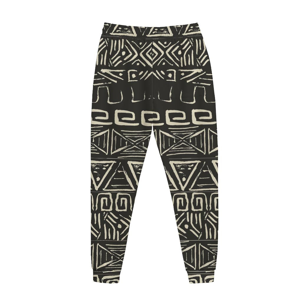 Beige Aztec Pattern Print Jogger Pants