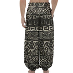 Beige Aztec Pattern Print Lantern Pants