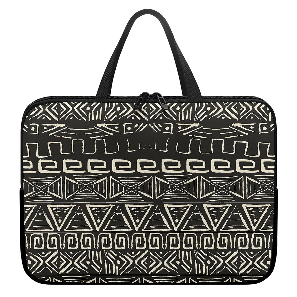 Beige Aztec Pattern Print Laptop Sleeve With Handle