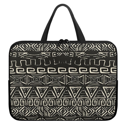 Beige Aztec Pattern Print Laptop Sleeve With Handle