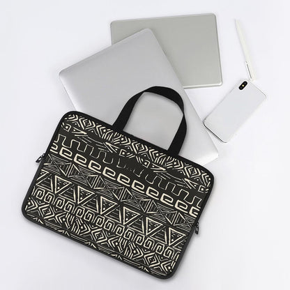 Beige Aztec Pattern Print Laptop Sleeve With Handle
