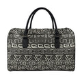 Beige Aztec Pattern Print Leather Duffel Bag