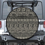 Beige Aztec Pattern Print Leather Spare Tire Cover