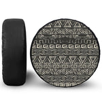 Beige Aztec Pattern Print Leather Spare Tire Cover