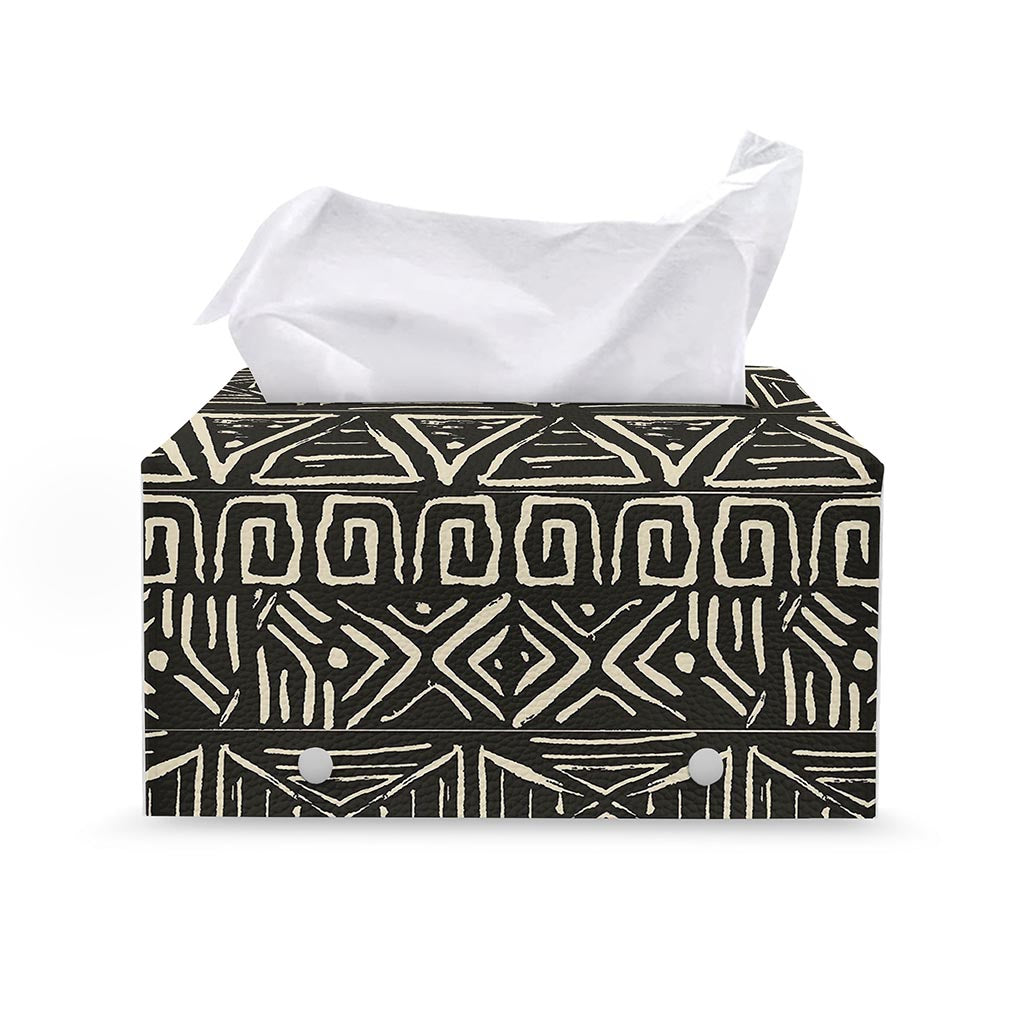 Beige Aztec Pattern Print Leather Tissue Box Cover