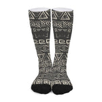 Beige Aztec Pattern Print Long Socks