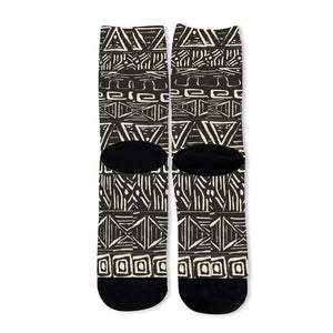 Beige Aztec Pattern Print Long Socks