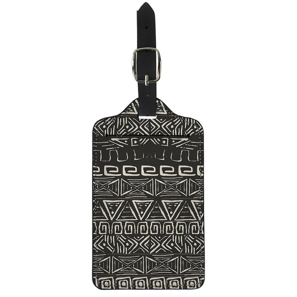 Beige Aztec Pattern Print Luggage Tag