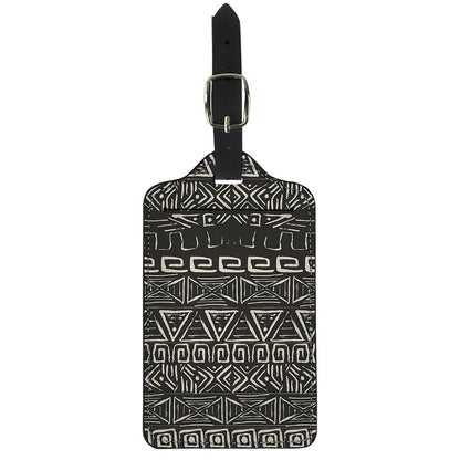 Beige Aztec Pattern Print Luggage Tag