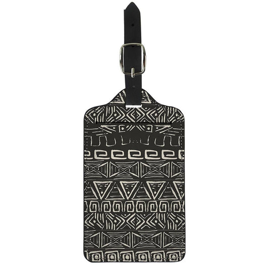 Beige Aztec Pattern Print Luggage Tag