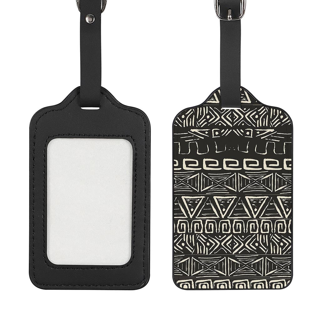 Beige Aztec Pattern Print Luggage Tag