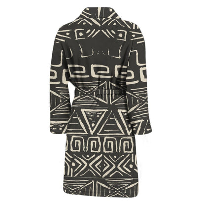 Beige Aztec Pattern Print Men's Bathrobe