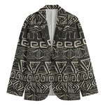 Beige Aztec Pattern Print Men's Blazer