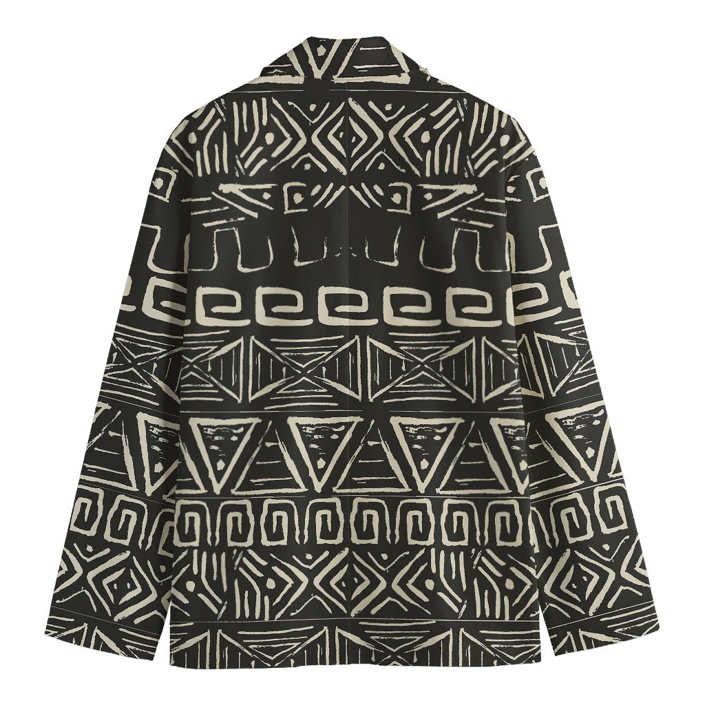 Beige Aztec Pattern Print Men's Blazer