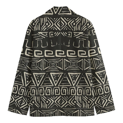 Beige Aztec Pattern Print Men's Blazer