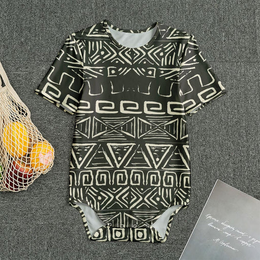 Beige Aztec Pattern Print Men's Bodysuit