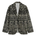 Beige Aztec Pattern Print Men's Cotton Blazer